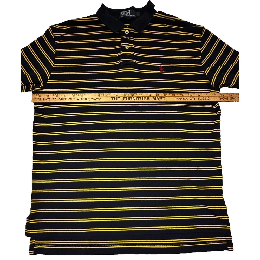 Ralph Lauren Mens Short Sleeve Polo Striped Red Pony Large